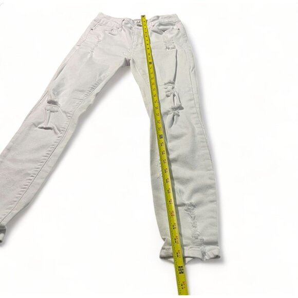 Bamboo Distressed White Skinny Jeans Girls Size 7 Cotton Blend - Picture 5 of 11